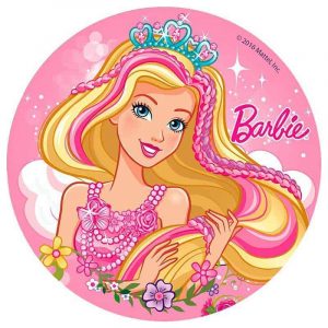 Barbie Edible Round Cake Image