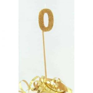 Number 0 Gold Long Stick Candle