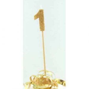 Number 1 Gold Long Stick Candle