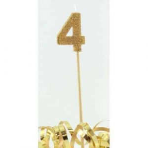 Number 4 Gold Long Stick Candle