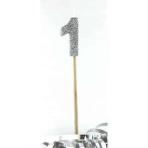 Number 1 Silver Long Stick Candle