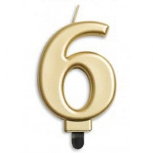 Gold Metallic Number 6 Candle