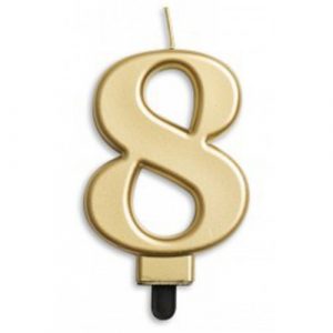 Gold Metallic Number 8 Candle