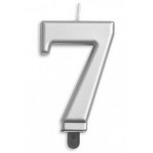 Silver Metallic Number 7 Candle