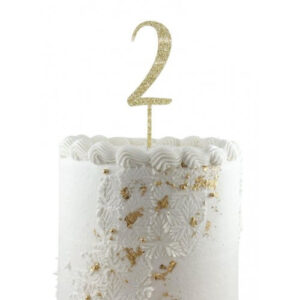 Acrylic Gold Glitter Number 2 Topper