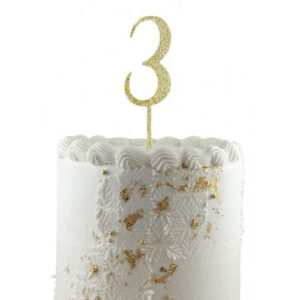 Acrylic Gold Glitter Number 3 Topper