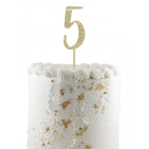 Acrylic Gold Glitter Number 5 Topper