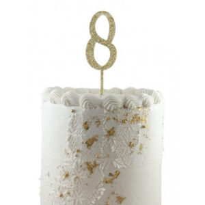 Acrylic Gold Glitter Number 8 Topper