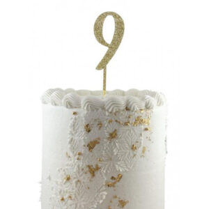 Acrylic Gold Glitter Number 9 Topper